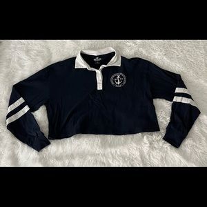 Hollister dark blue long sleeve crop top
